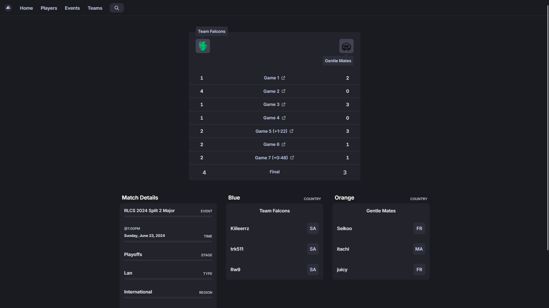 Player Search Page