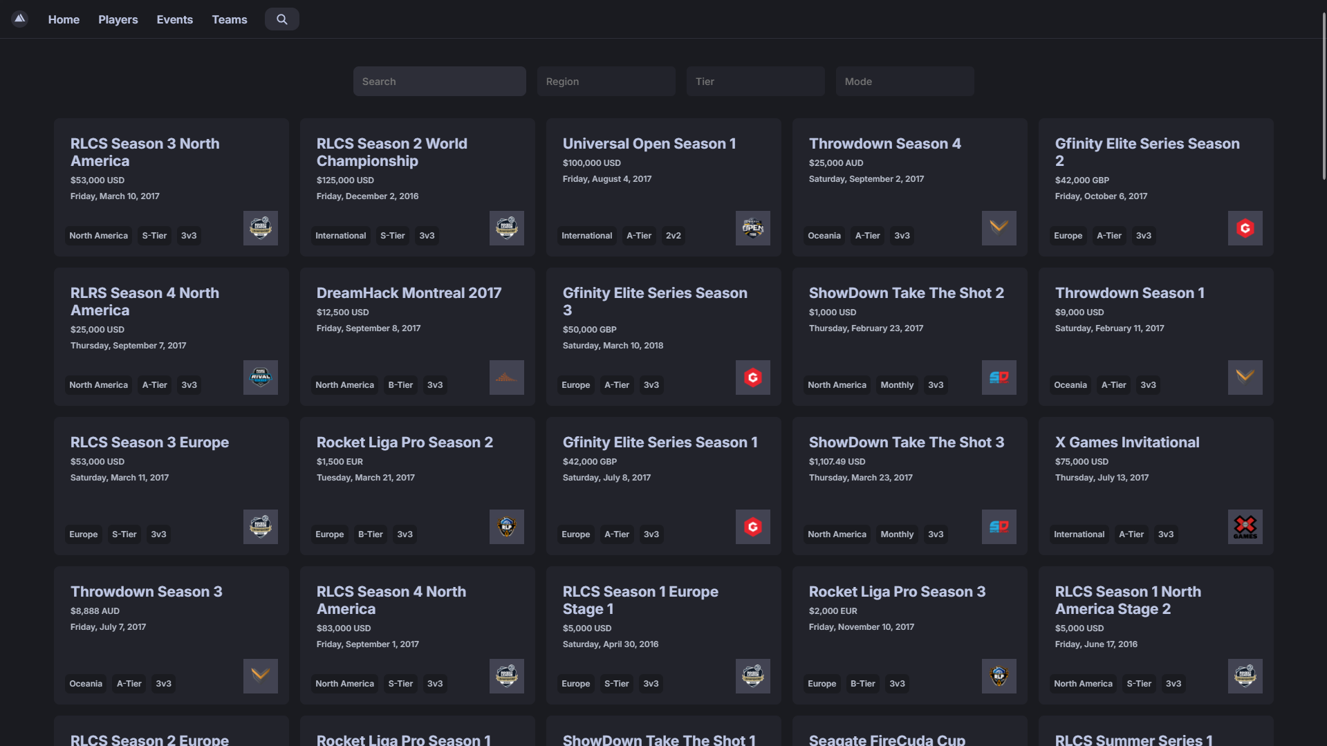 Event Search Page